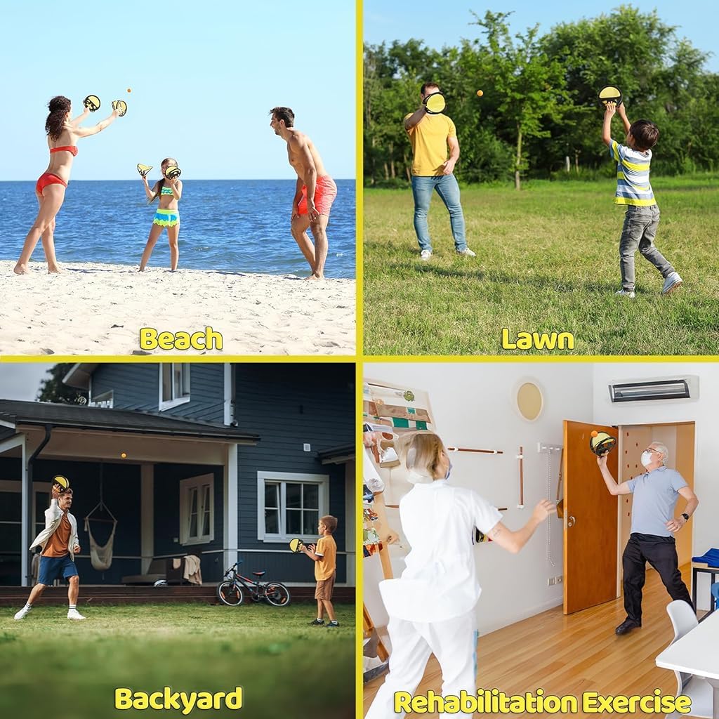 Proberos Toss and Catch Ball Game Set for Outdoor Play with 2 Mitts and 4 Balls | Kids & Adults