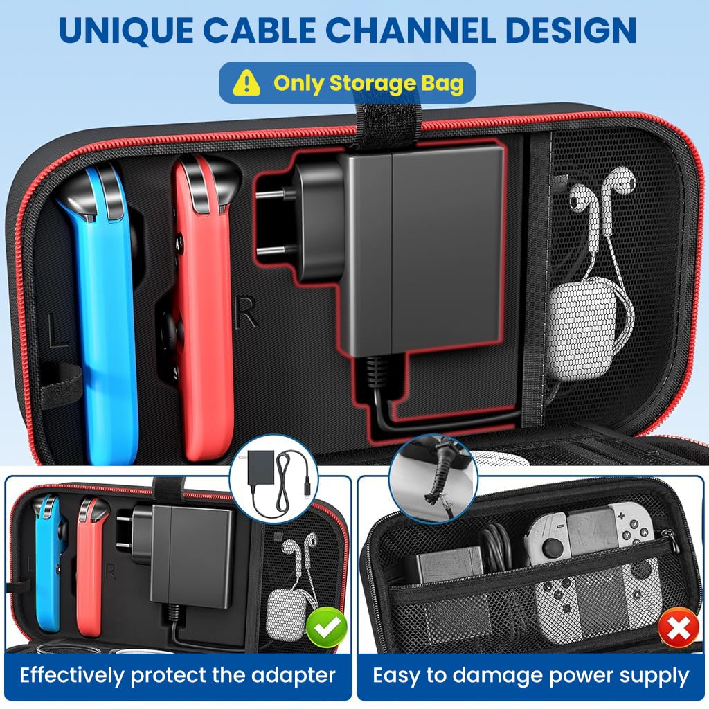 ZORBES Switch Storage Bag for Travel with 20 Game Slots featuring EVA Hard Shell Protection