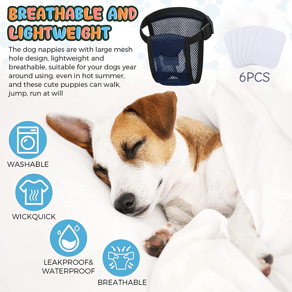 Qpets Pet Diapers for Female Dogs with 3 Absorption Cotton Pads and Breathable Mesh Fabric | Fits 13.7–16.9 in Waist 2pcs