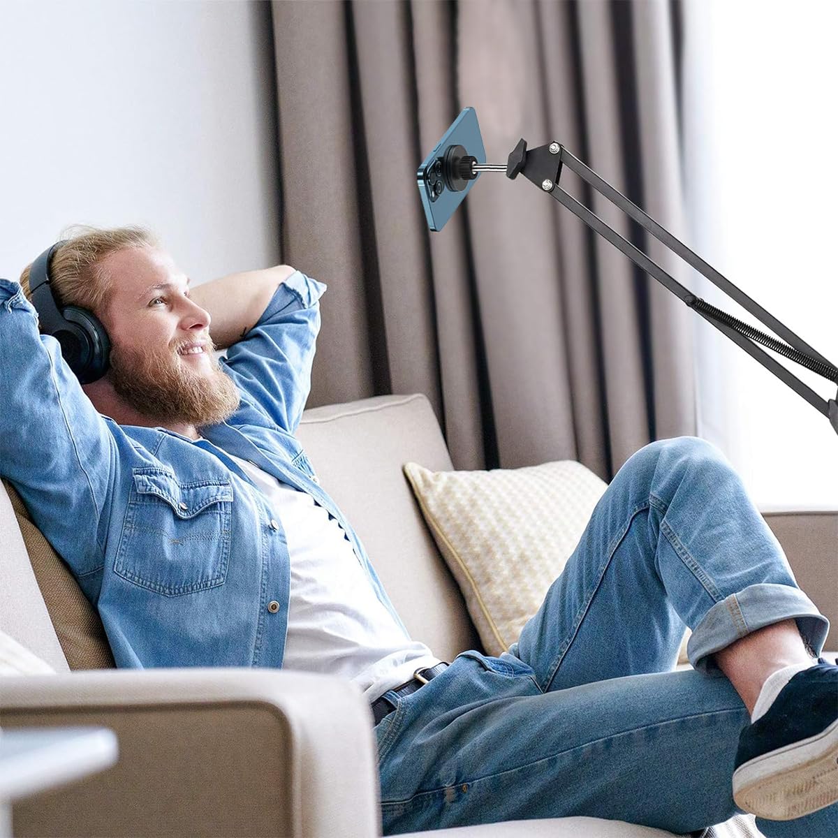 ZORBES Table Phone Holder for Livestream and Facetime with 360° Rotation and Screw Mount | Metal Clamp for Desks up to 2 in