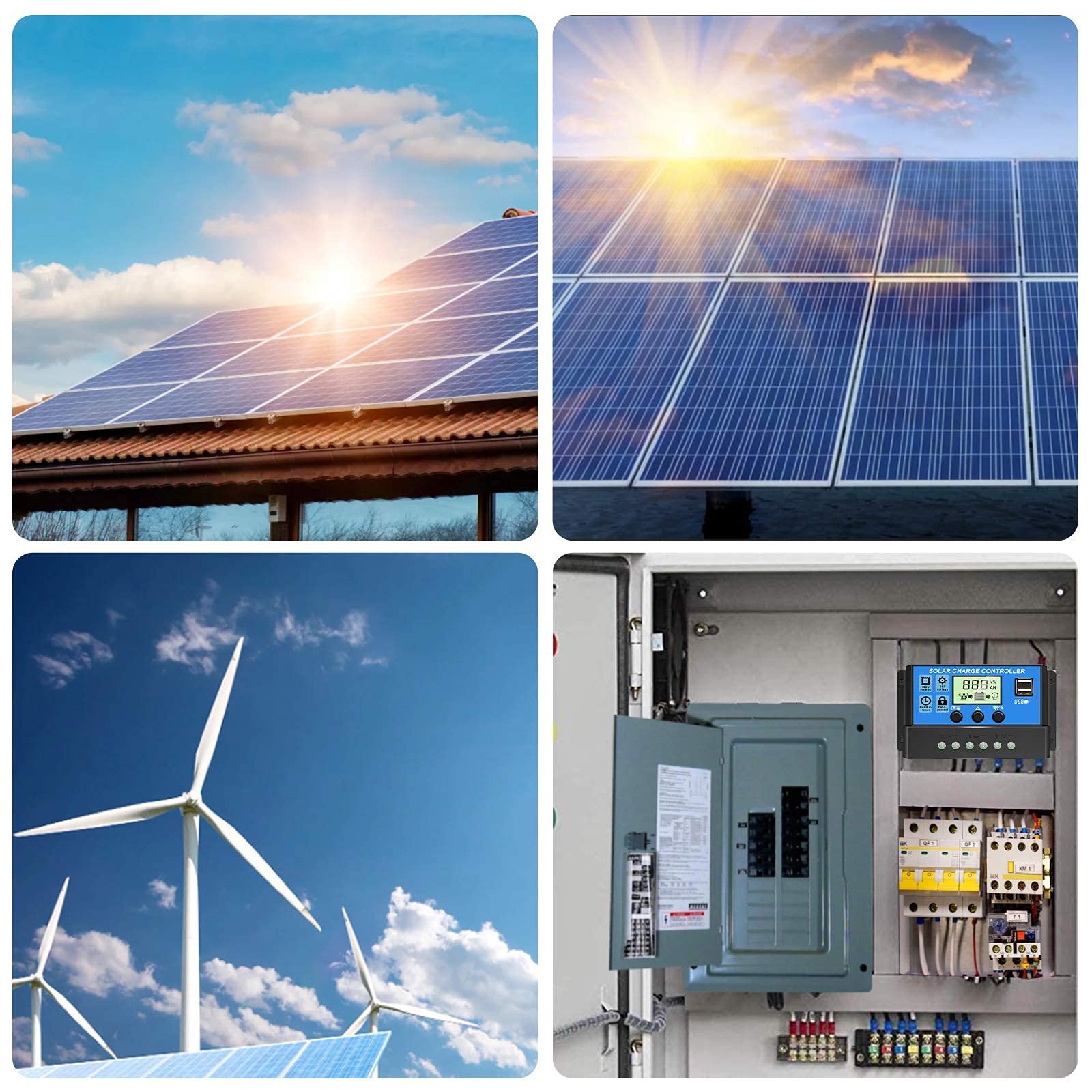 ZORBES Solar Panel Charger Controller for Lead Acid Batteries with Dual USB LCD Display | 10A 12V 24V ABS Regulator