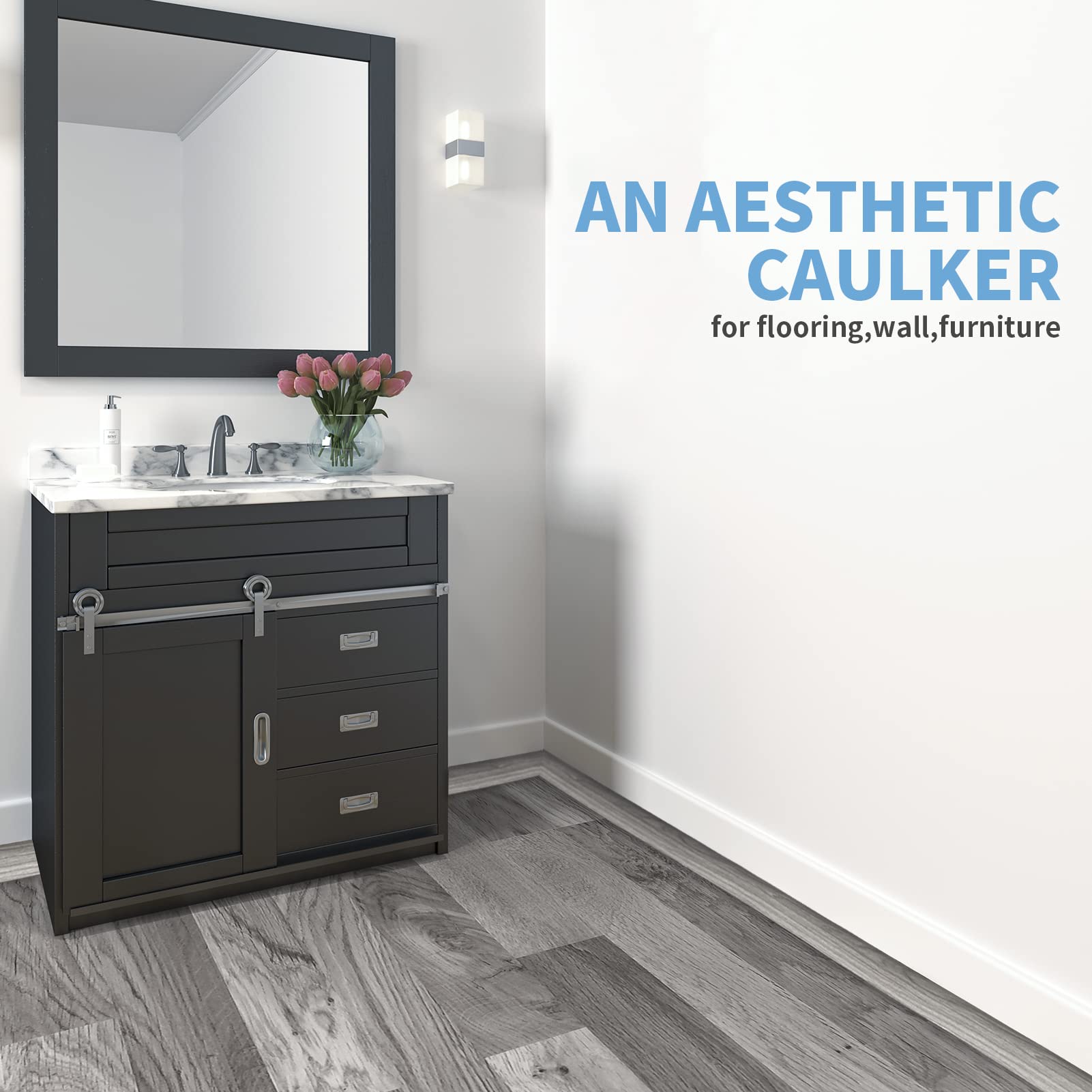 HASTHIP Floor Transition Strip for Joining Gaps and Carpet Thresholds 47.2 x 1.57 in Gray 3PCS | Scratch‑Resistant PVC Self Adhesive Design