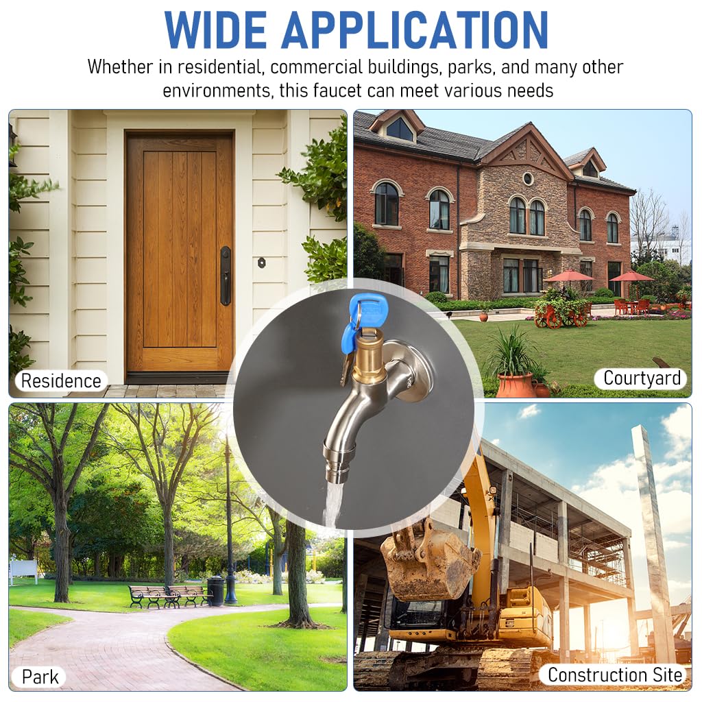 HASTHIP Washing Machine Tap for Bathroom and Kitchen with 1/2 inch Thread Copper Lockable Faucet | Chrome-Plated Metal