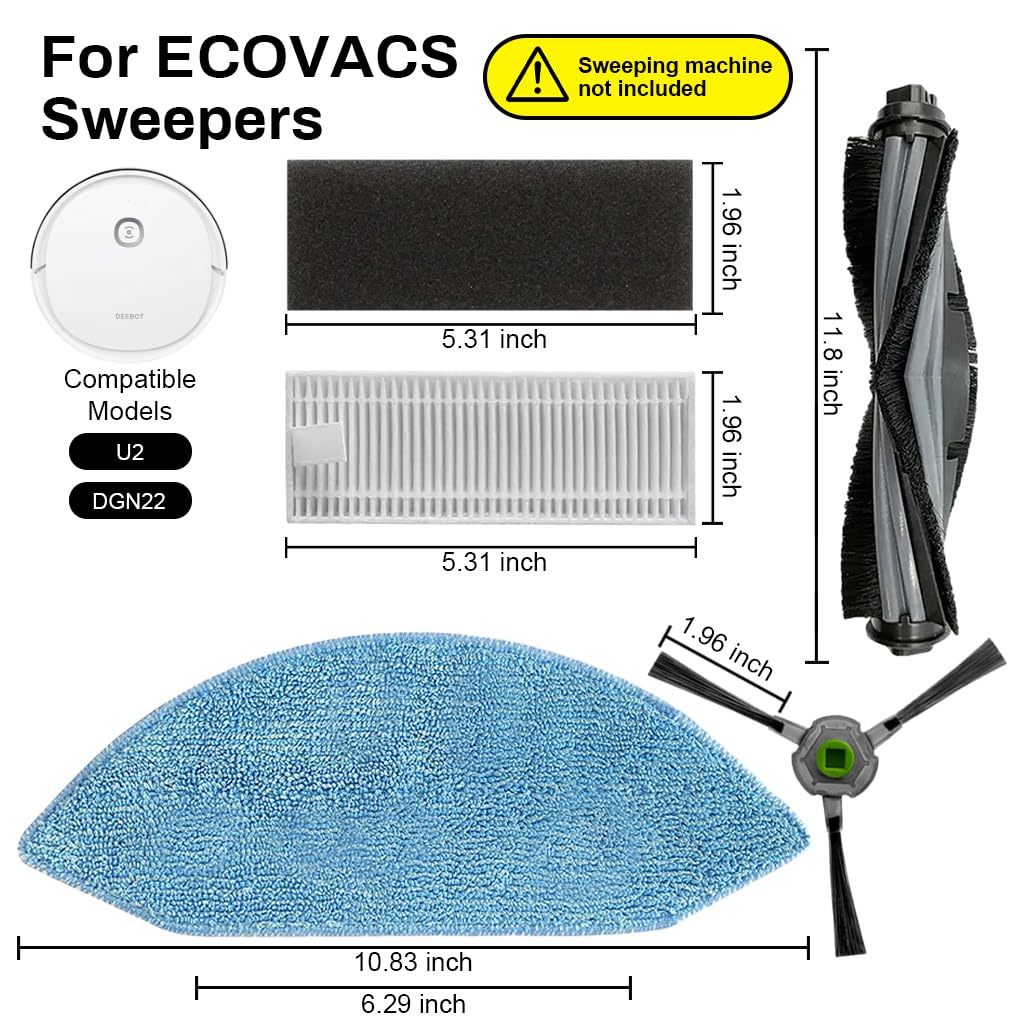 Verilux Replacement Accessories for Ecovacs Deebot U2 PRO Robot Vacuum Deebot U2 PRO Replacement Accessories for Ecovacs Deebot U2 PRO