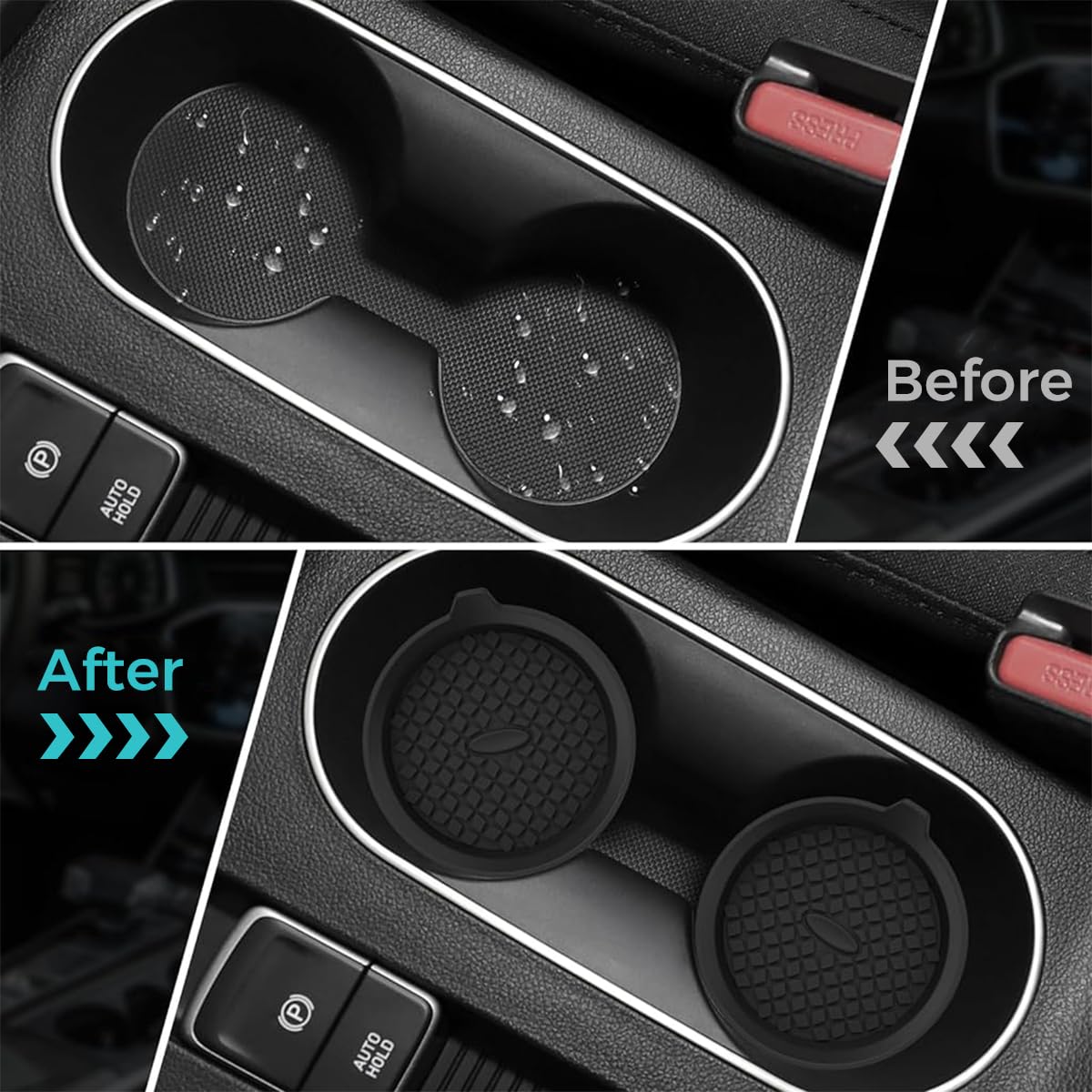 STHIRA Car Coasters for Cup Holders with Non Slip Recessed Design | 4Pcs Silicone Set