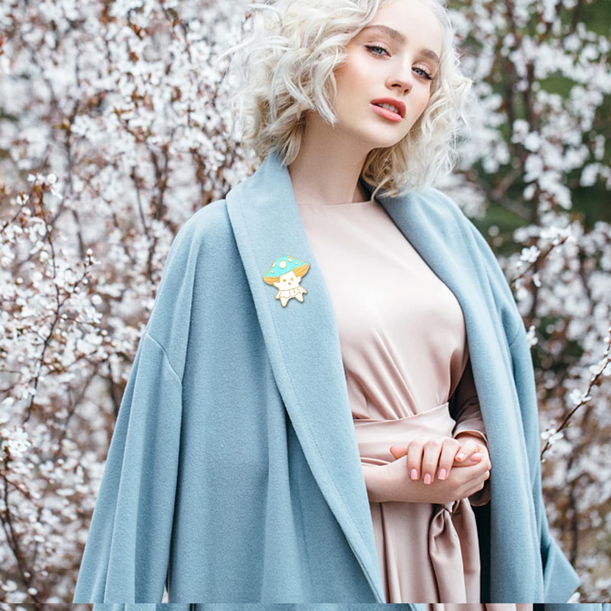 SANNIDHI Enamel Brooch Pins Set for Clothes and Backpacks with Alloy Design | 7PCS Cute Cat Mushroom Lapel Pins