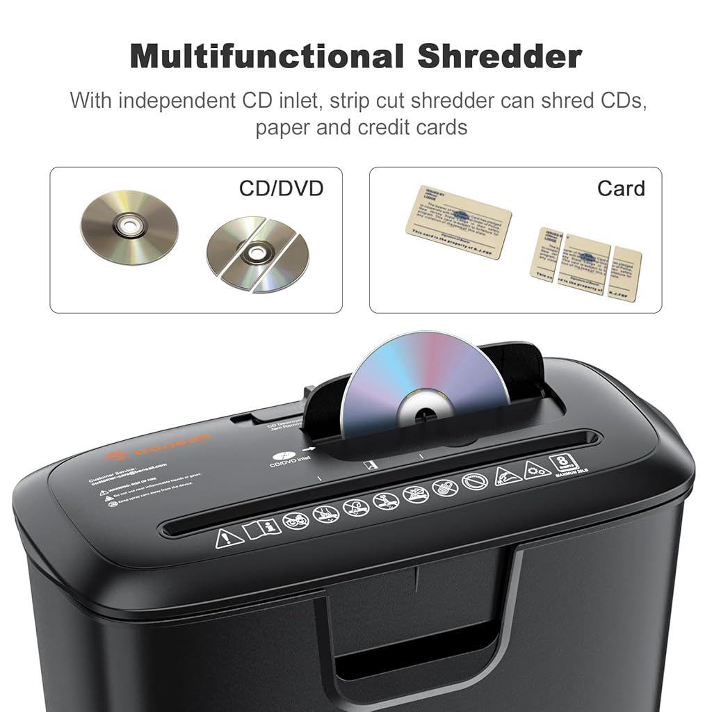 Climberty® StripCut Paper Shredder for Home & Office Use, 8 Sheets, Overheat Protection, 3.4 Gallon Trash Can