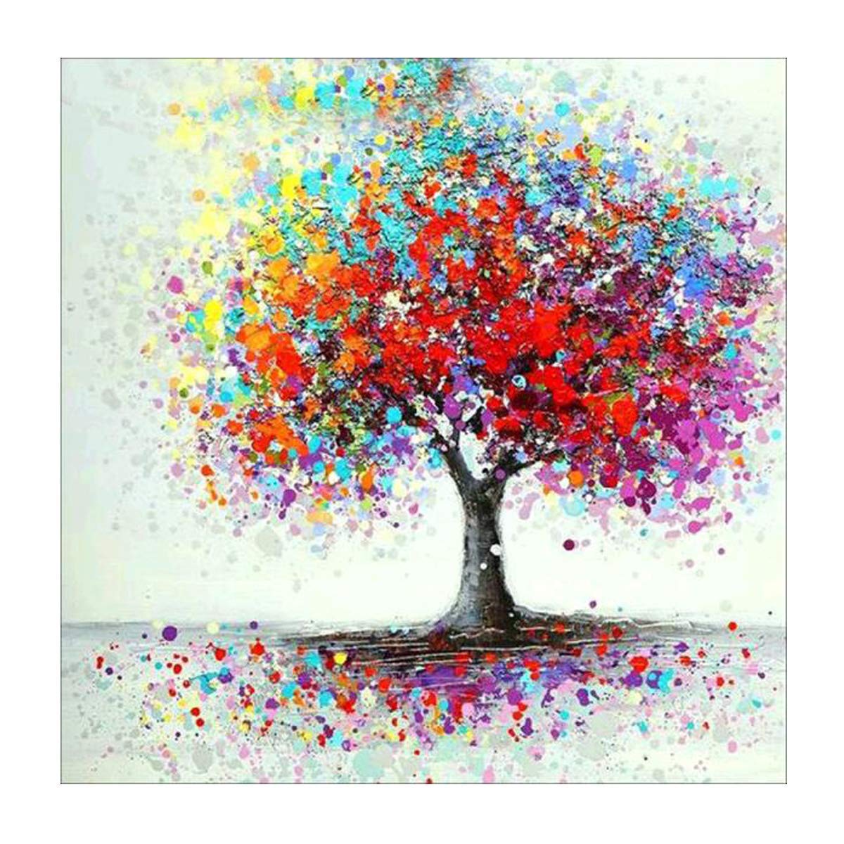 ZIBUYU Colorful Tree DIY 5D Full Drill Diamond Painting, Rhinestone Pasted Cross Stitch Blue Owl Pattern for Home Wall Decoration