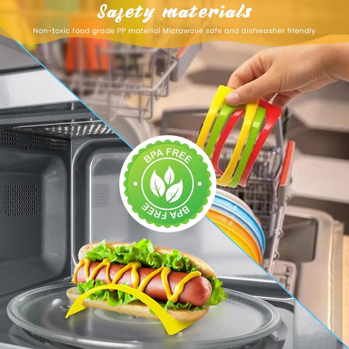 Supvox® Taco Holder Stand - 6-Pack Hard Plastic Taco Shell Rack with Unique Hollow Out Design, Colorful Individual Taco Stands, Dishwasher & Microwave Safe for Festive Taco Nights (Green/Red/Yellow)