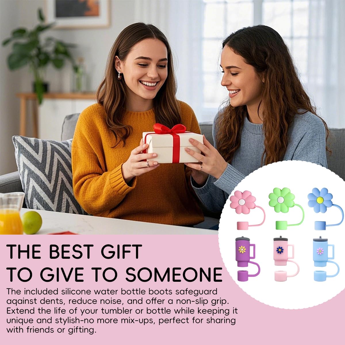 Zibuyu Silicone Straw Lid for Stanley Cup Reusable Drinking Cups | BPA‑Free Food‑Grade Silicone