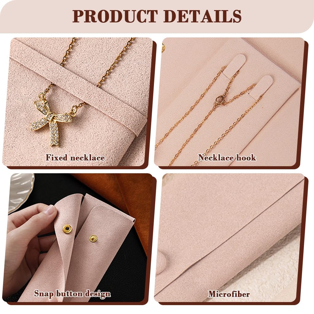 MAYCREATE Jewellery Organiser Pouch for Travel with Snap Closure 22×6.5cm Pink PU | Gift for Women