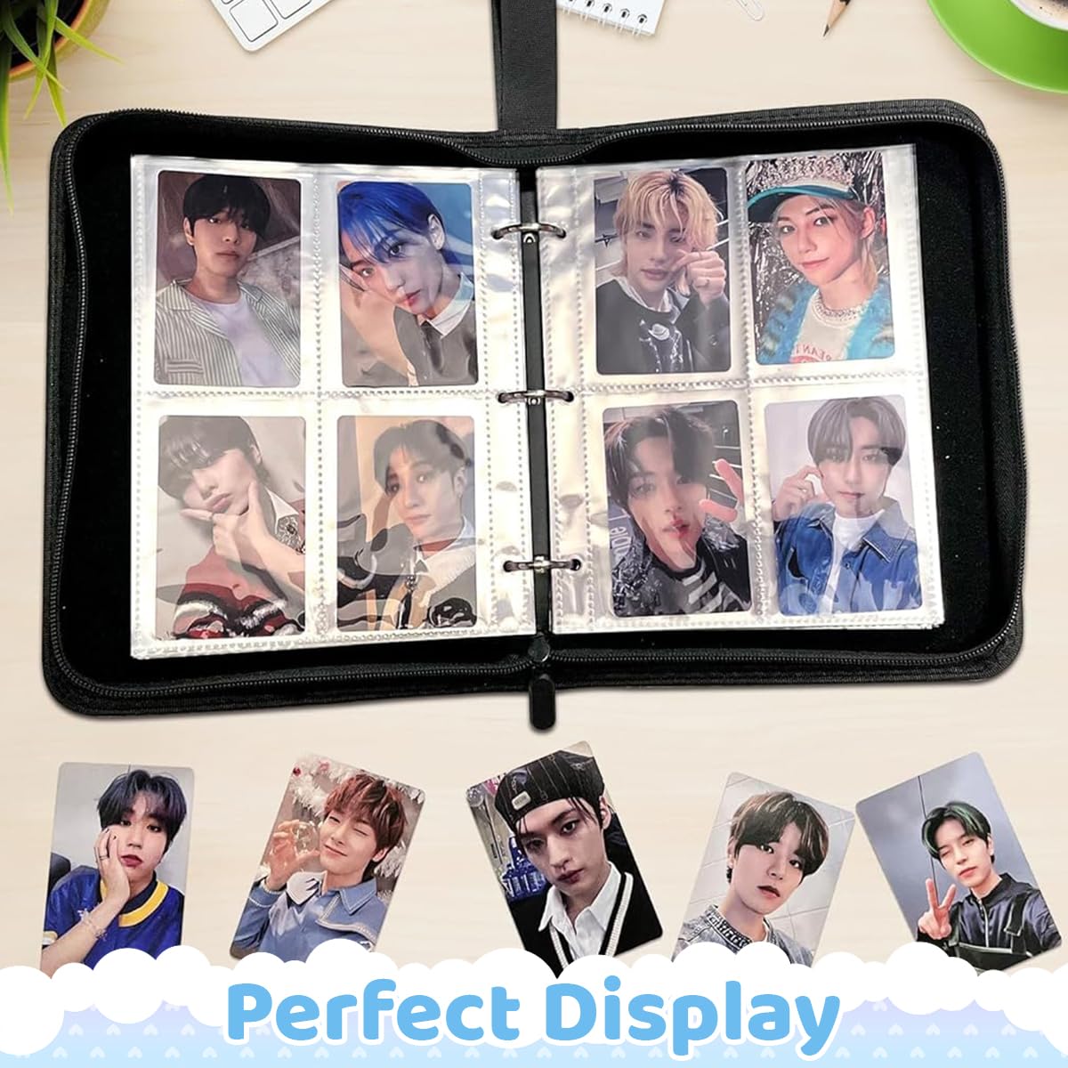 PATPAT K-pop Stray Kids Photocard Album with 400 Pockets Zippered PU Cover and Hand Strap