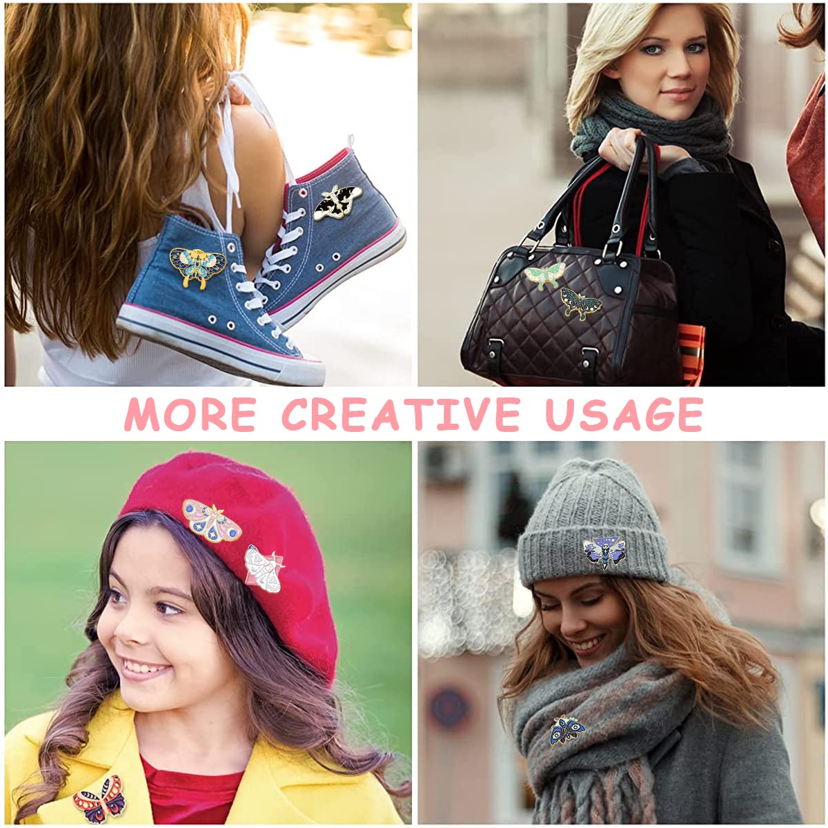 Venzina Butterfly Enamel Brooch Pins for Clothes Scarf and Backpack DIY Craft Set of 9