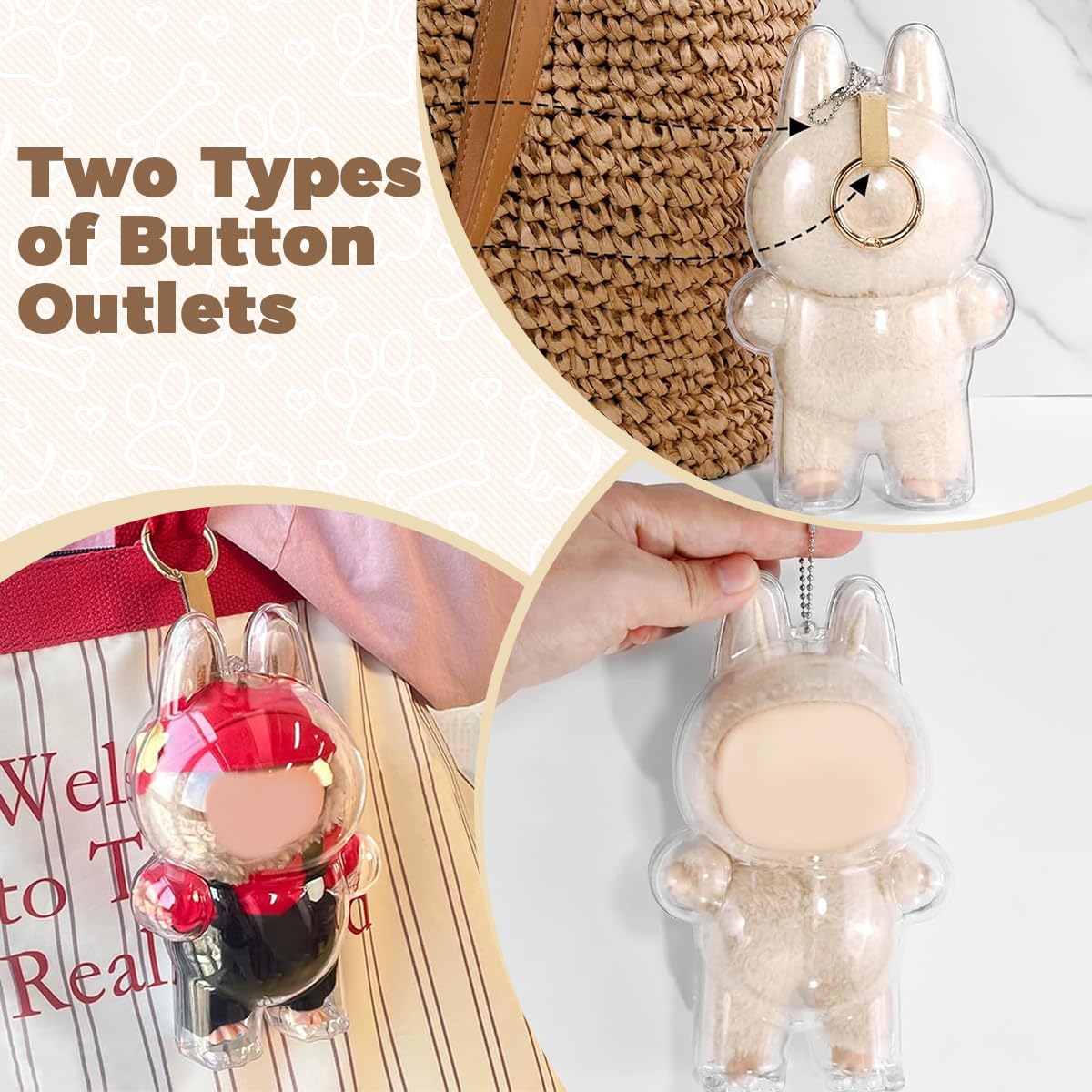 FANCYKU Protective Cover for Plush Figure Doll Storage Display Case 3PCS Transparent PVC