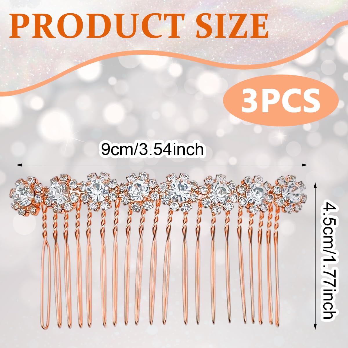 PALAY Hair Comb Clip for Women featuring Rhinestone Flower Design 3Pcs Alloy Set | Wedding and Party Headpiece