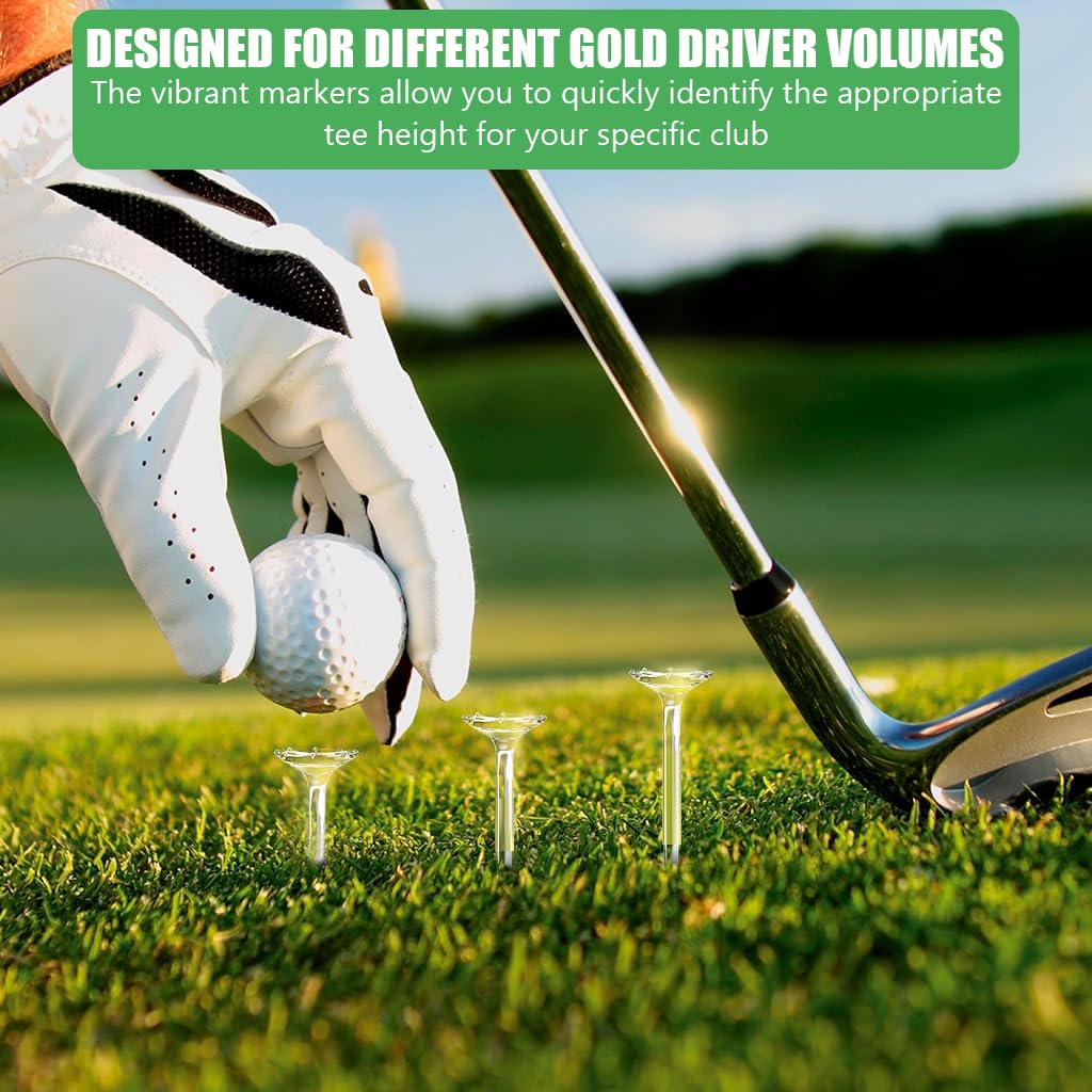 Proberos Golf Tees for Drivers featuring 8 Prong Design and 3.26 in Transparent Plastic | 20 Pcs