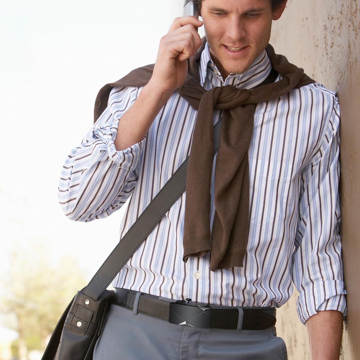 GUSTAVE Waist Belt for Men with Auto Lock Buckle and 130cm Genuine Leather | Black Gift Box