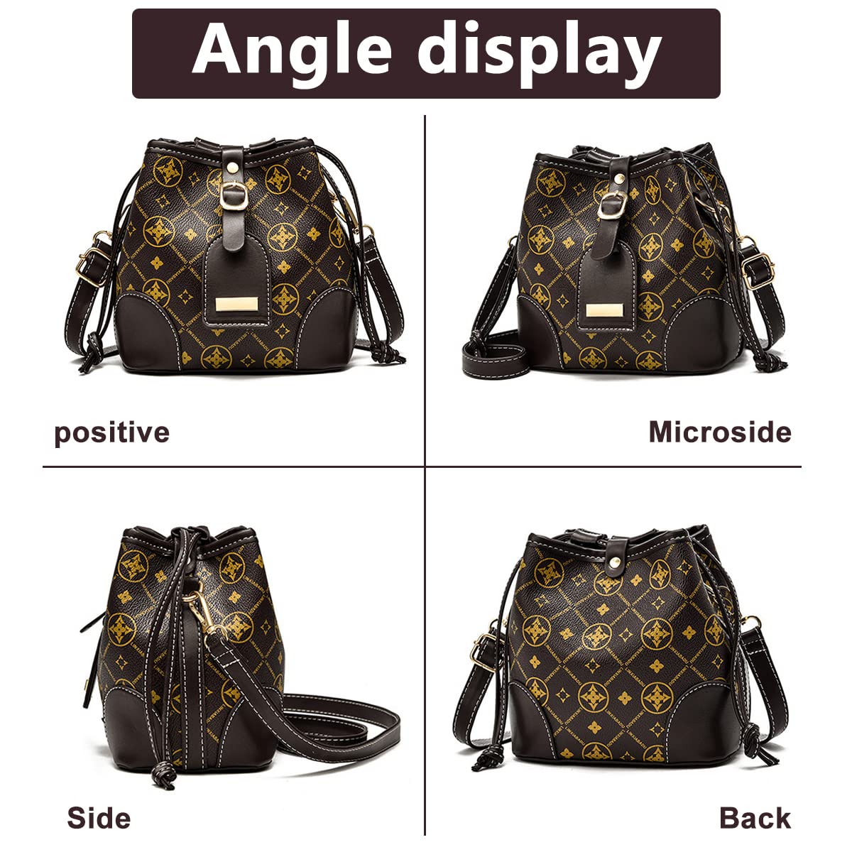 PALAY Bucket Bag for Women with Adjustable Strap and Button Closure 17×11×16.5 cm | PU Leather Crossbody Handbag