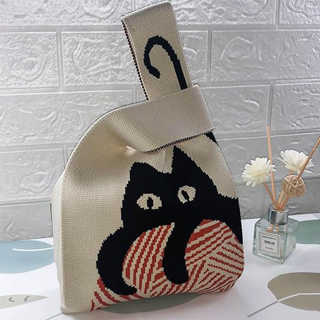 Zibuyu Wristlet Bag for Women featuring Tulips Floral Knit and Soft Polyester Fabric 20x35cm