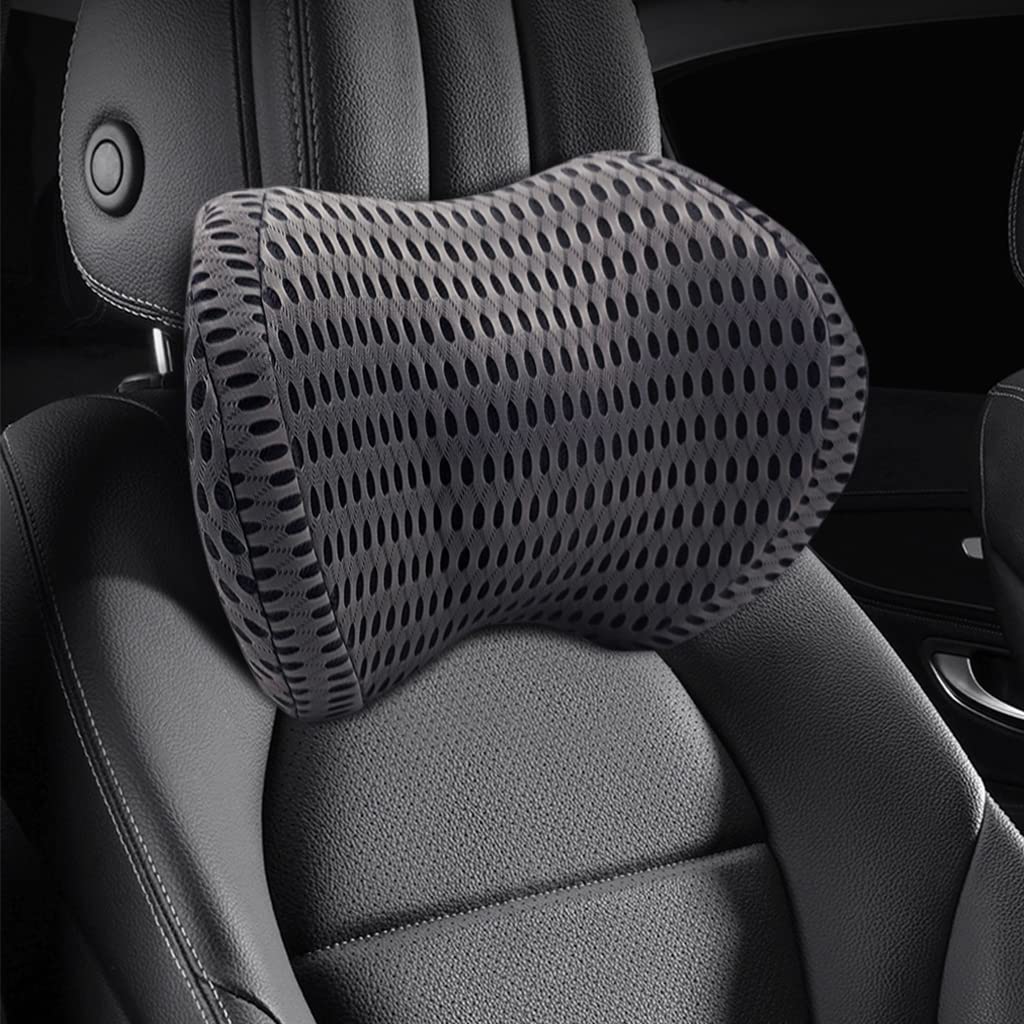 STHIRA Car Neck Rest Pillow for Driving with Adjustable Strap and Ergonomic Curve Design | 30cm Breathable Memory Foam Support