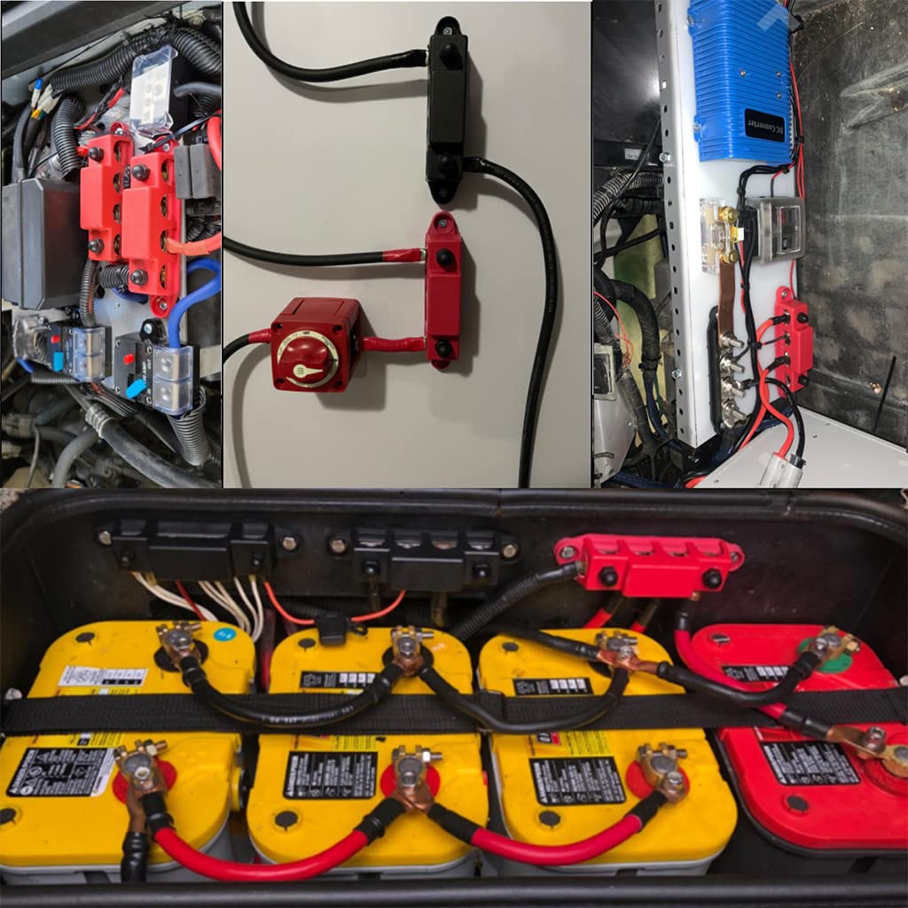 HASTHIP Bus Bar for Boat Car and Caravan with 3x1/4 in Posts and 10x#8 Screws | Nickel Plated Brass 48V 150A Power Distribution Block