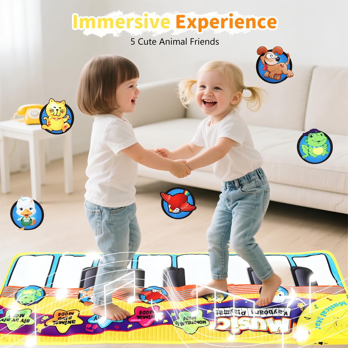 PATPAT Piano Keyboard Musical Mat for Kids with 8 Animal Sounds and 27.56x11.81in Size | Foldable Waterproof Play Mat for Early Learning