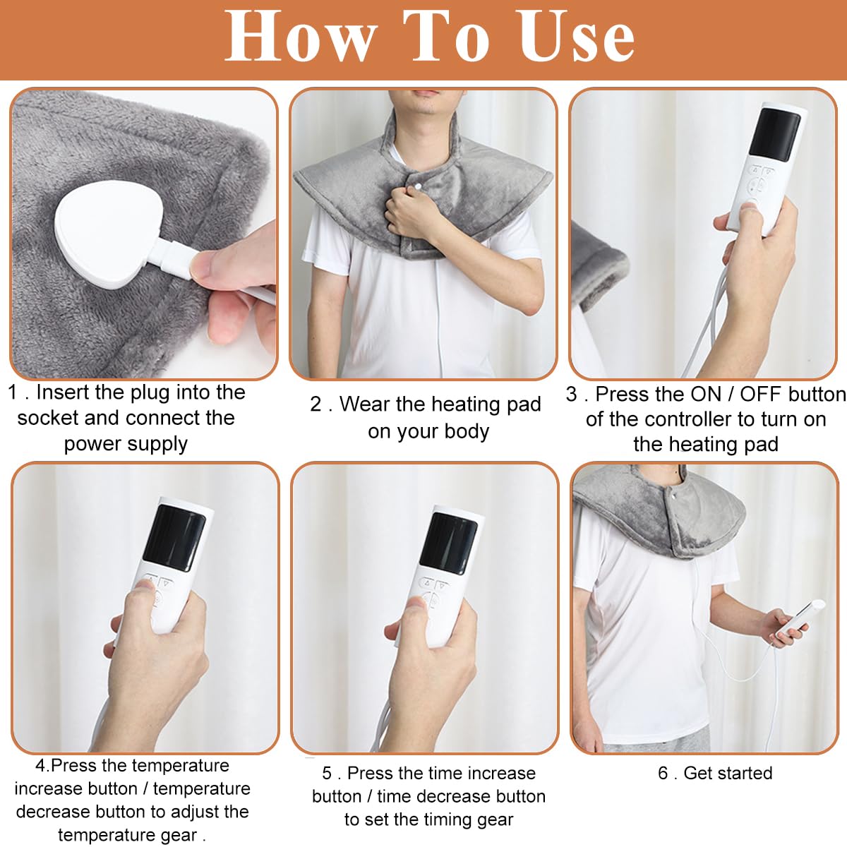 HANNEA Heating Pad for Shoulder Neck and Back Pain Relief with 9 Heat Levels & 4 Timers | Soft Washable Plush Shawl