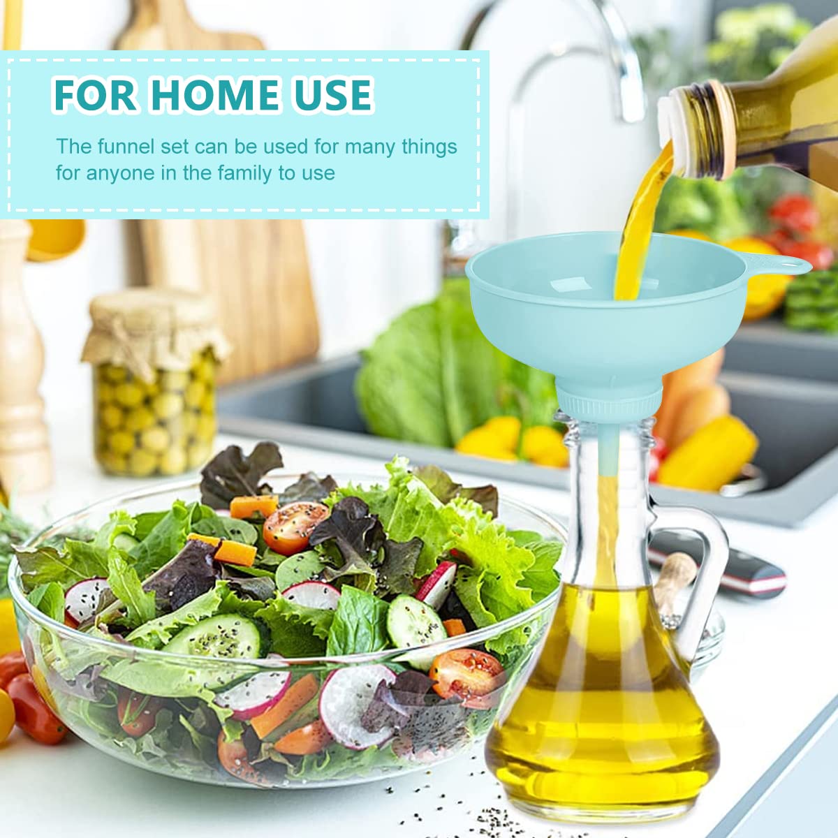 Supvox Plastic Wide Mouth Funnels for Canning and Filling | 3 in 1 Detachable Spout and Strainer Set