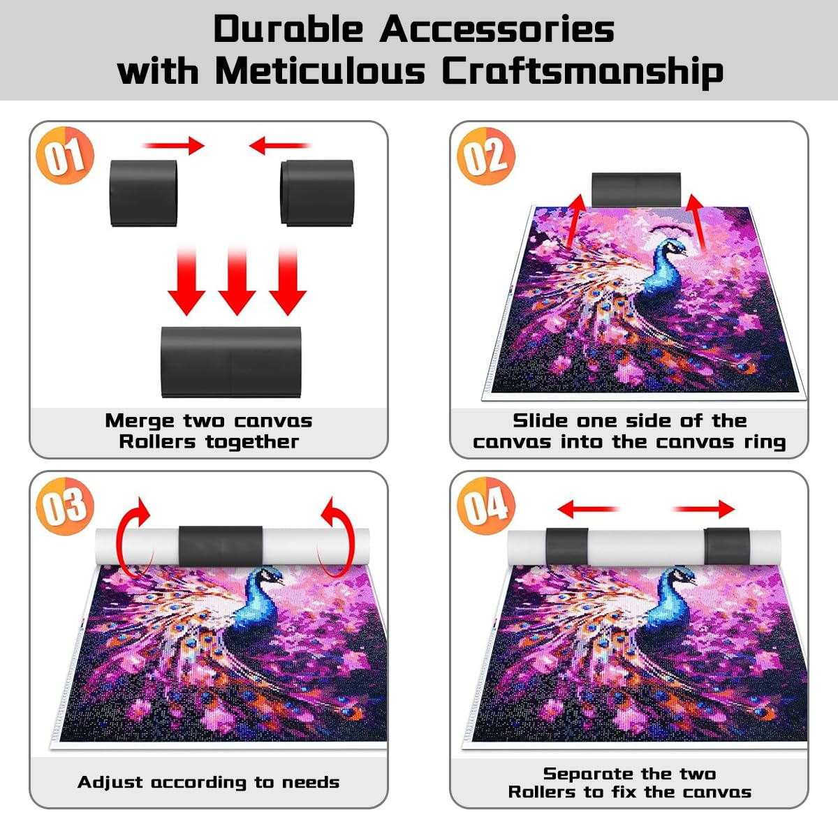 HASTHIP Diamond Painting Canvas Roll Holder 2Pcs for Anti Roll Support | Non Abrasive Large Retainer