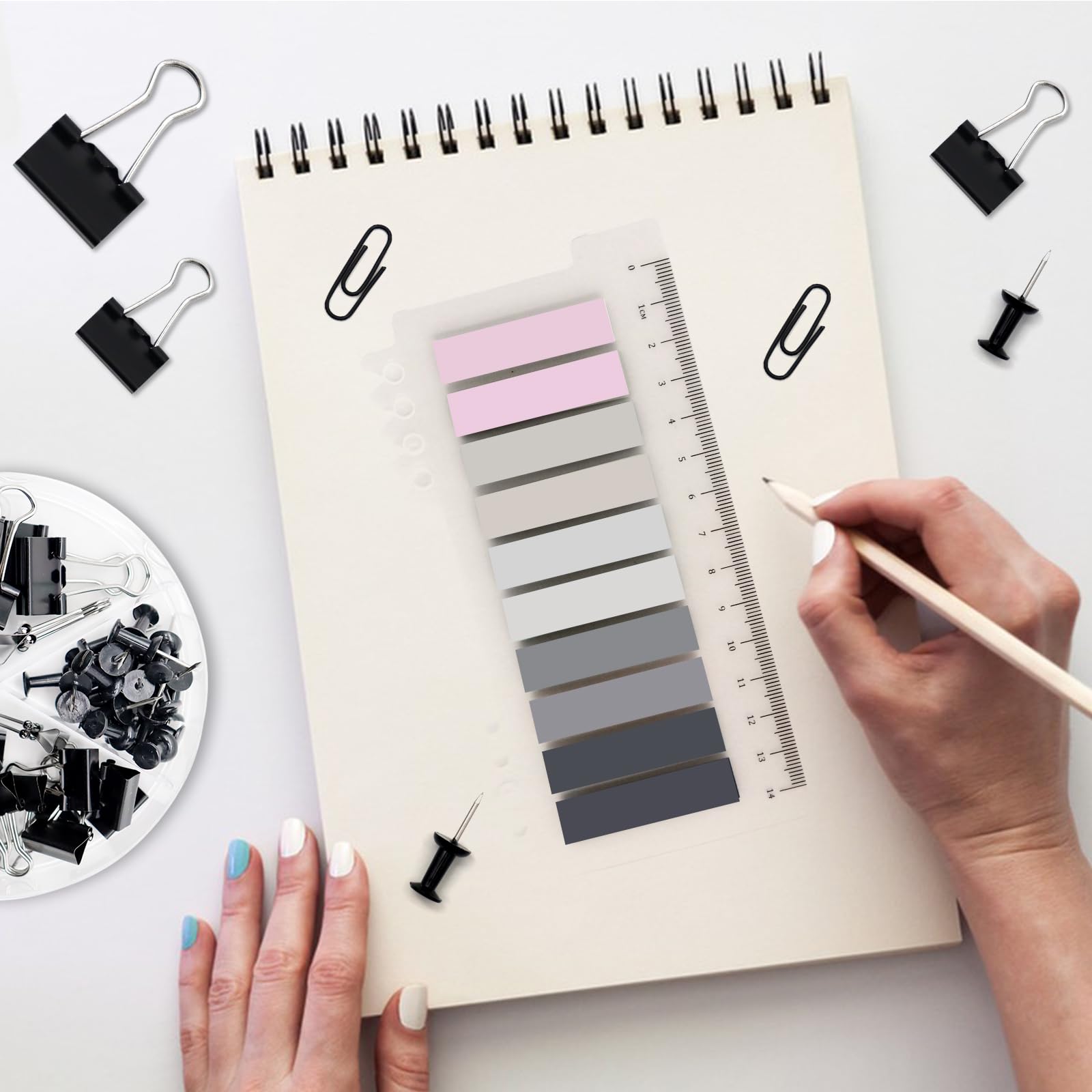 Climberty Desk Accessories Set for Office School and Home with 6.29 in Stapler & 1000 Staples | Compact Black Stationery Kit