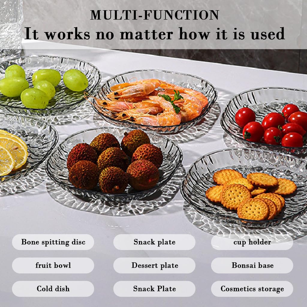 Supvox Appetizer Plates for Snacks and Desserts with Storage Rack 8 Pcs 4.7 in Acrylic | Sleek Square Serving Set