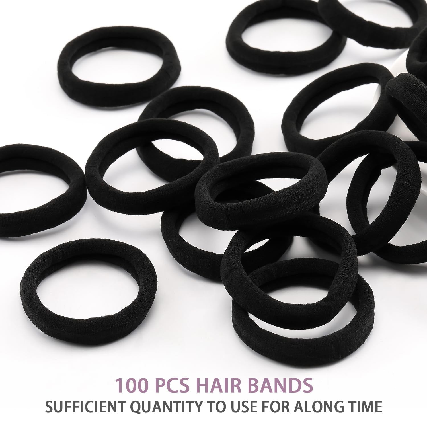 ZIBUYU® 100Pcs Black Hair Bands for Girls 0.7 Inch Tiny Hair Elastics Hair Ties No Tangle Scrunchies Fashion Girls Hair Elastics