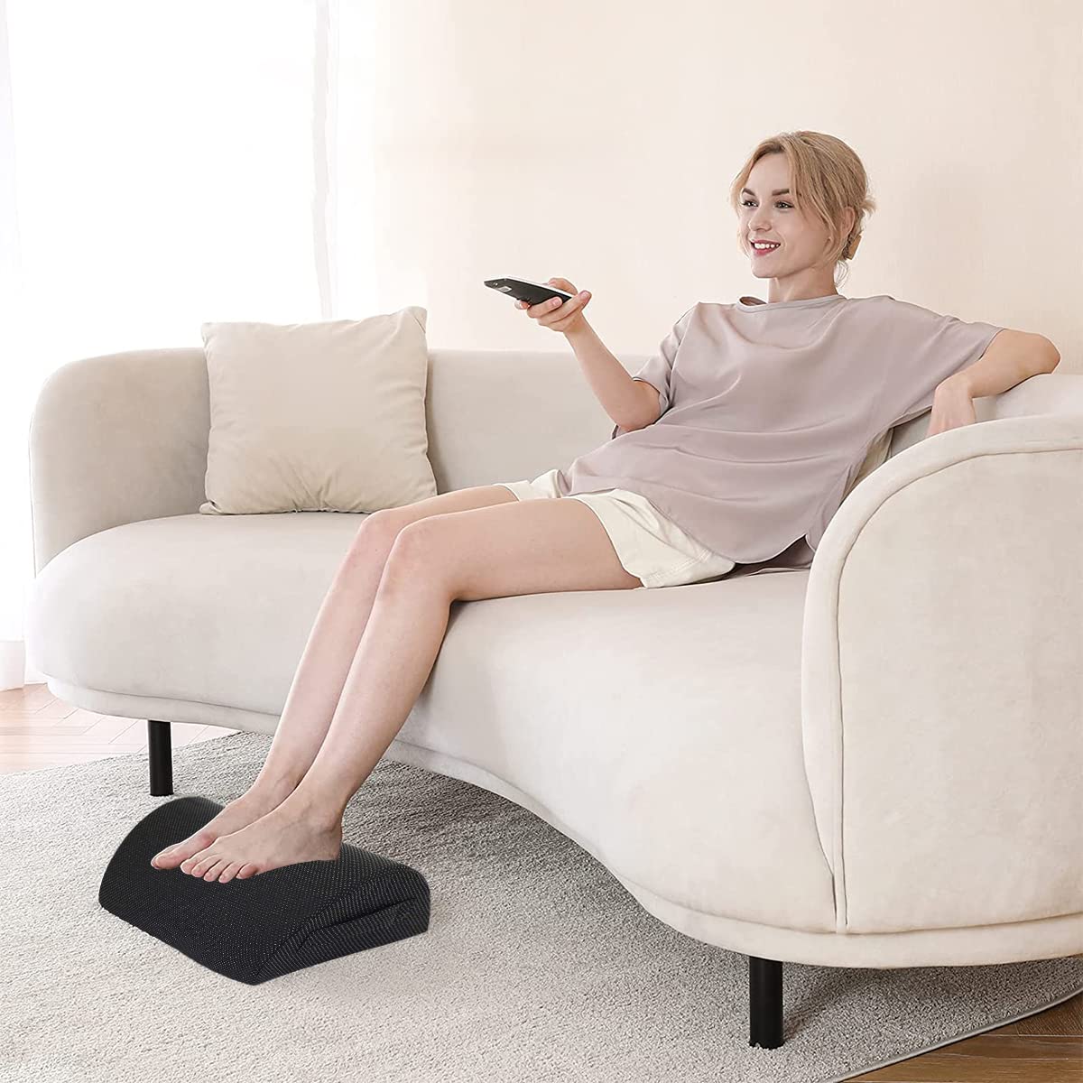 HASTHIP® Foot Rest for Office Chair, Foot Rest Under Desk, Ergonomic Design, Removable Cover With Anti-Skid Bottom, Memory Foam Footrest for Improved Posture and Stress Relief, Great For Home, Office