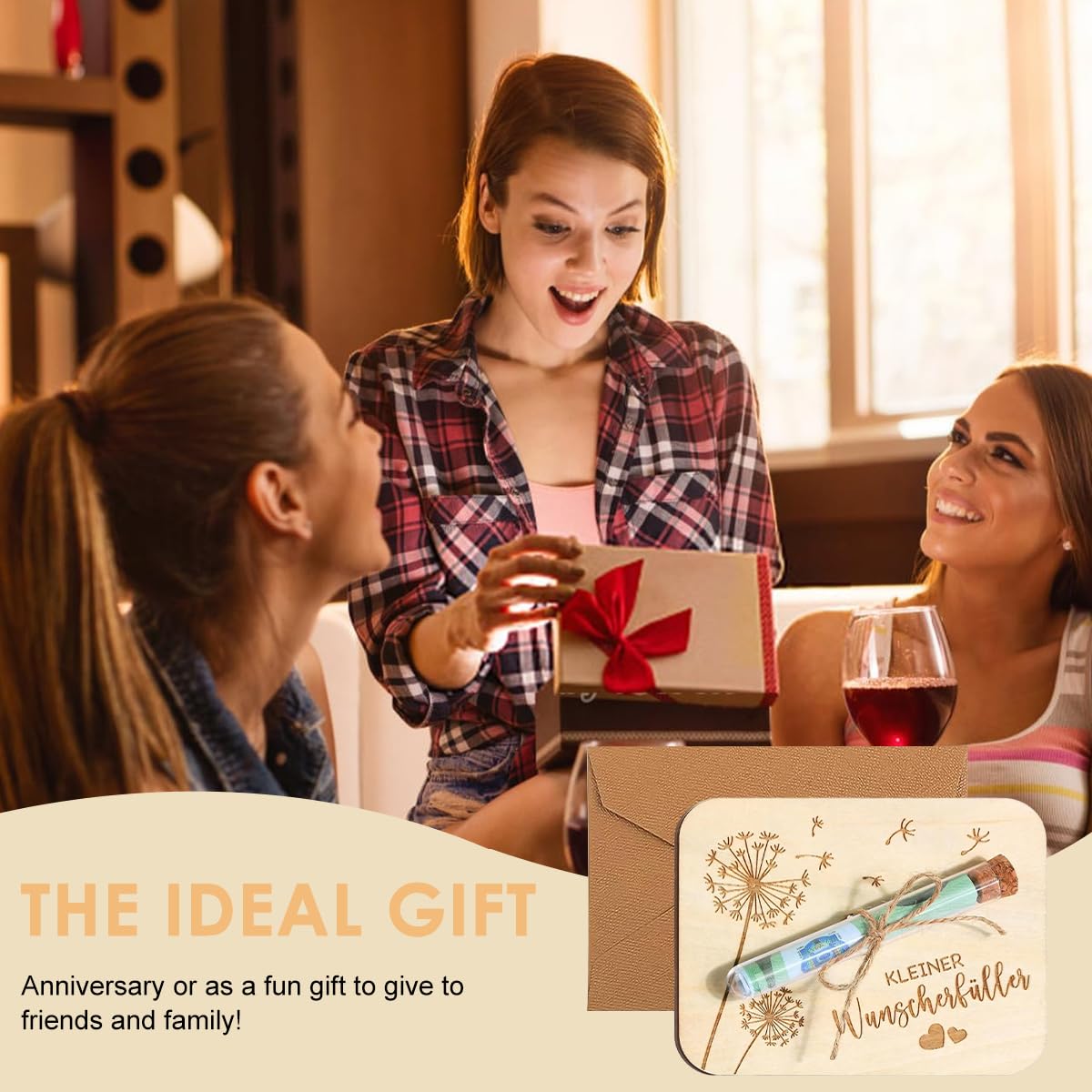 Zibuyu DIY Wish Bottle Kit for Creative Gifting with 5.12×3.94 in Embossed Wooden Card & Glass Tube