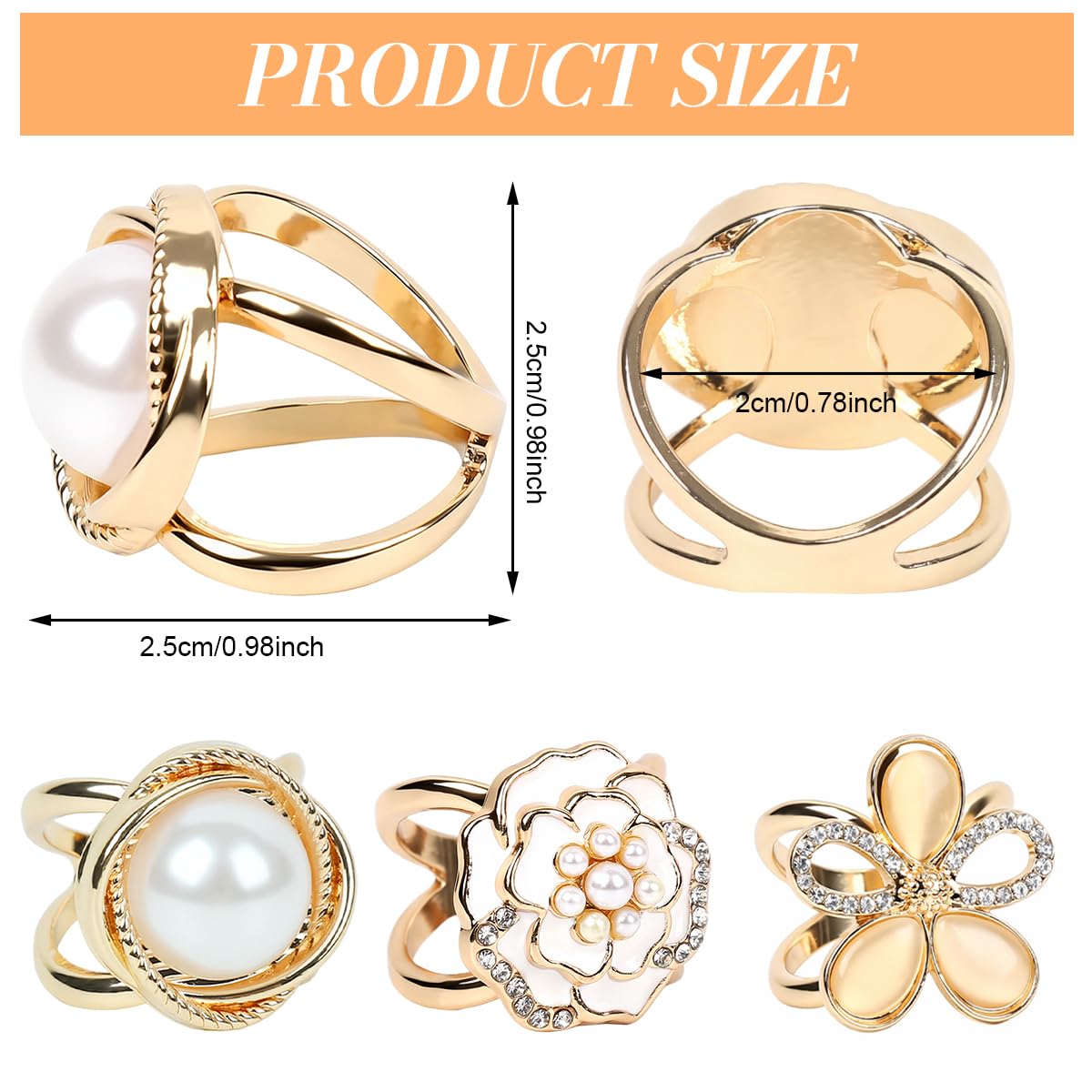 SANNIDHI Scarf Rings Buckle and Slides for Women Scarves and T Shirt Ties Clip Gold