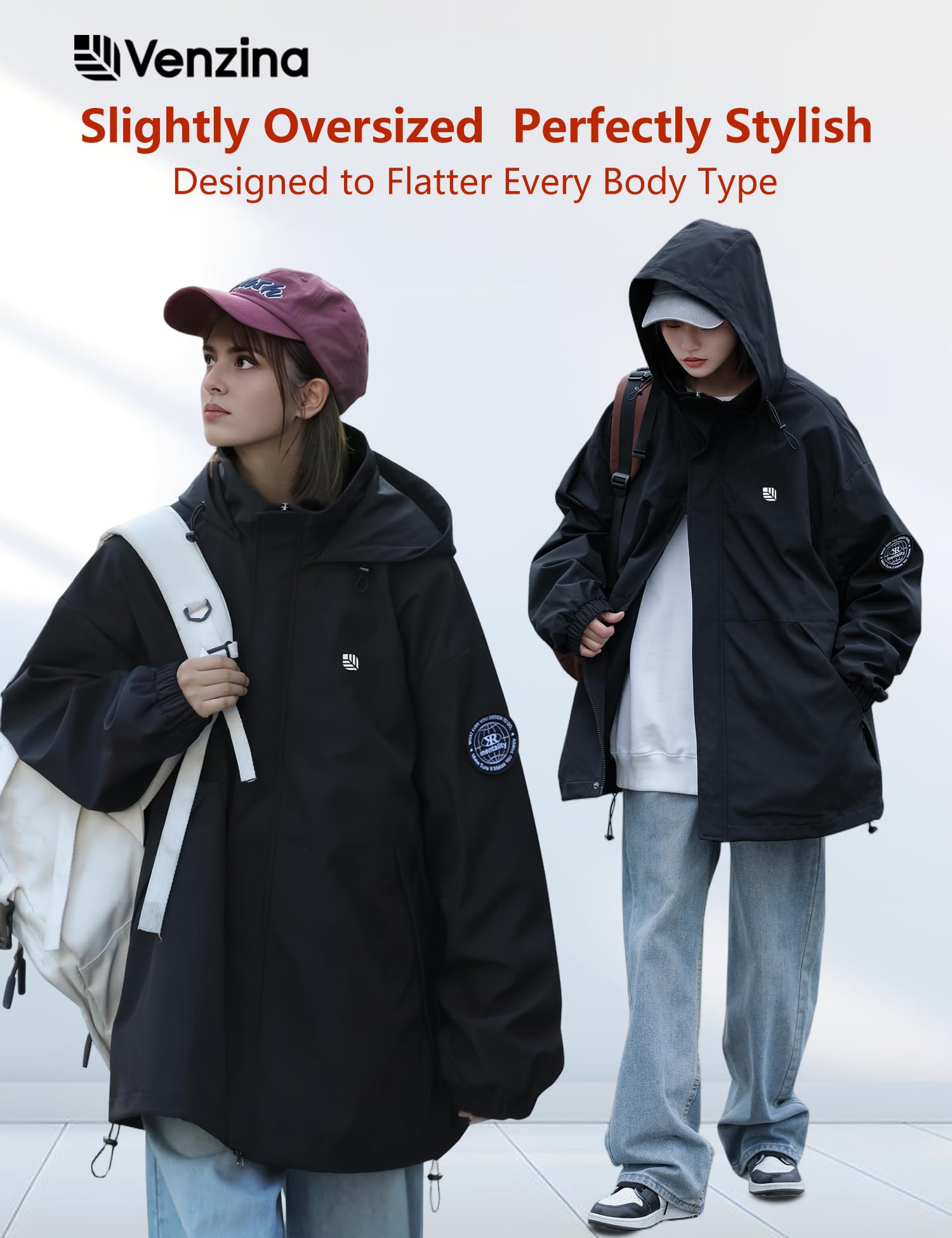 Venzina Women’s Softshell Jacket for Hiking and Commute with Waterproof Windproof Design | Black