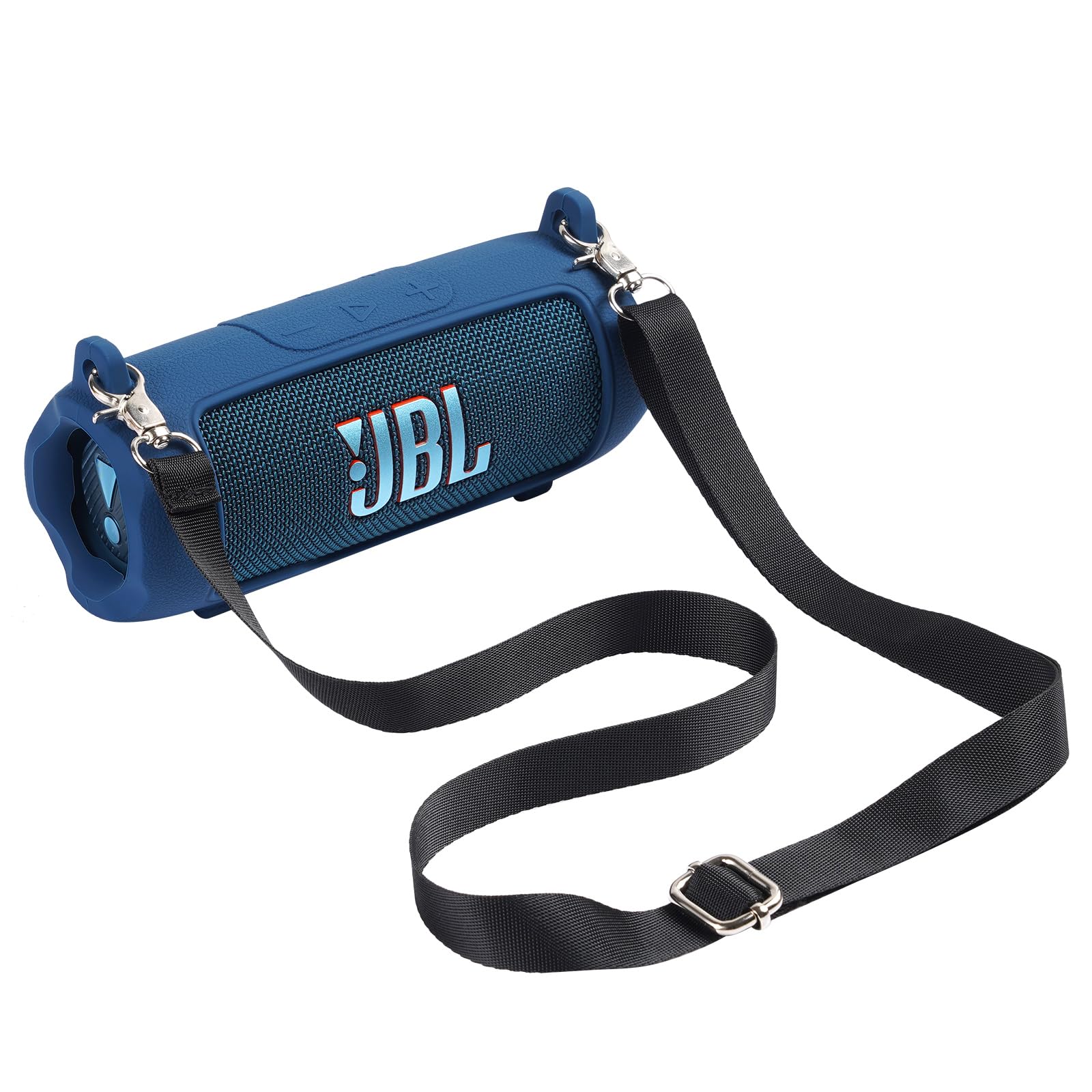 ZORBES Bluetooth Speaker Silicone Cover for JBL Flip 7 with Shoulder Strap and Standing Feet | Blue Outdoor Sling Carrier