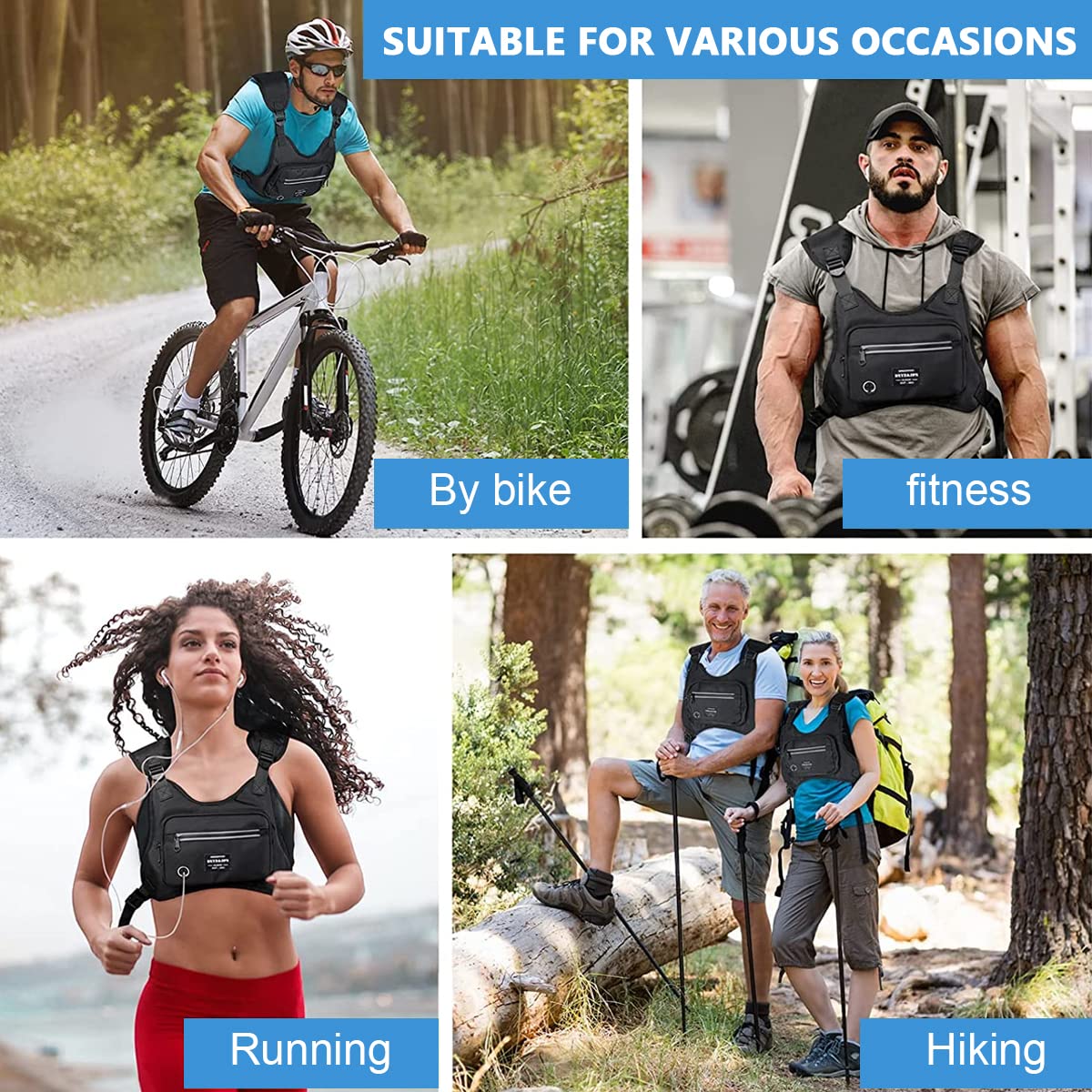 Optifit Chest Rig Bag for Men and Women with Adjustable Strap and Quick Release Buckle