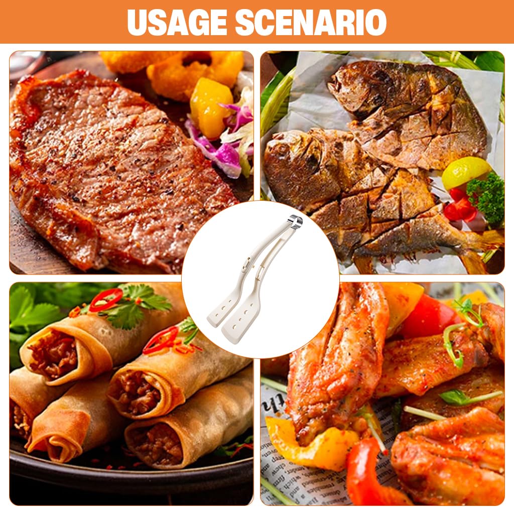 Supvox Kitchen Tong Turner for Frying and Serving with Lock Button and Curved Silicone Design | Stainless Steel Hinge