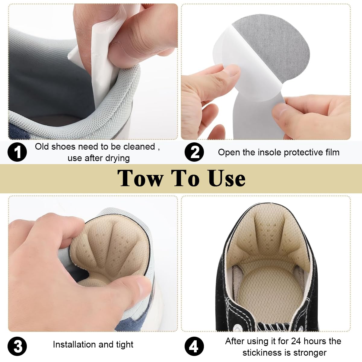 MAYCREATE Heel Cushion Inserts for Loose Shoes with Self Adhesive Sponge Mesh | 2 Pairs