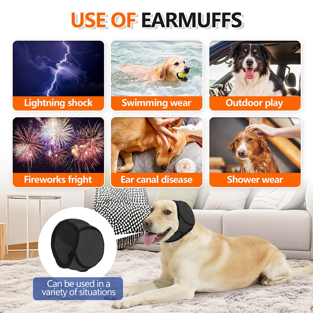 Qpets Dog Ear Protectors for Anxiety Relief with Adjustable Chin Strap | 3PCS Set