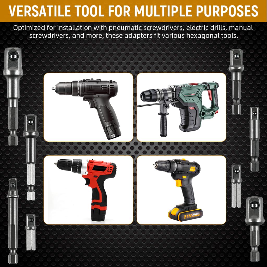 Serplex Drill Bit Adapter Set for Power and Impact Drills with Secure Ball Bearing Grip | 8PCS Chrome Vanadium Steel