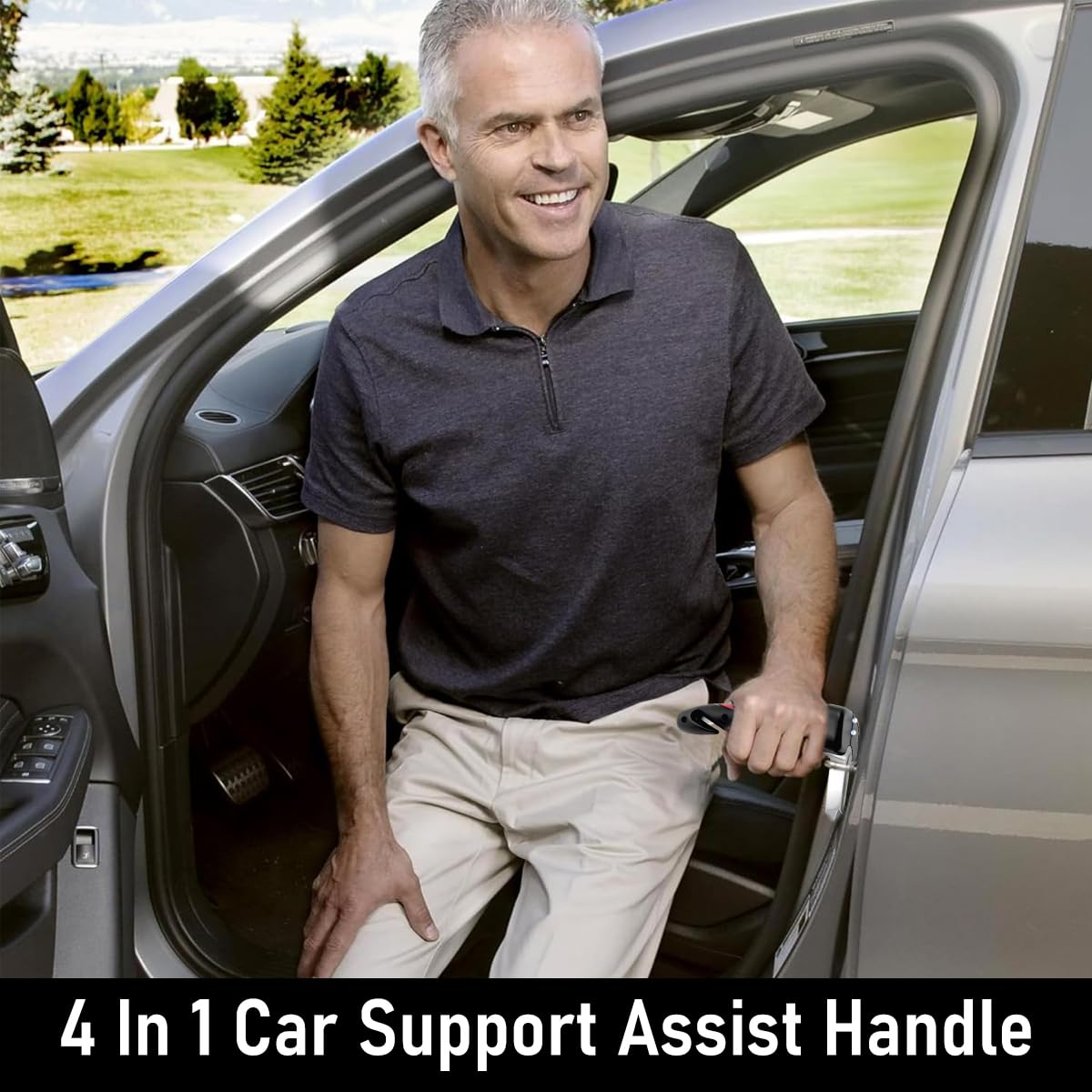 STHIRA Car Handle Assist for Elderly with Safety Hammer and Anti Slip Grip | Rugged Aluminum Alloy Support