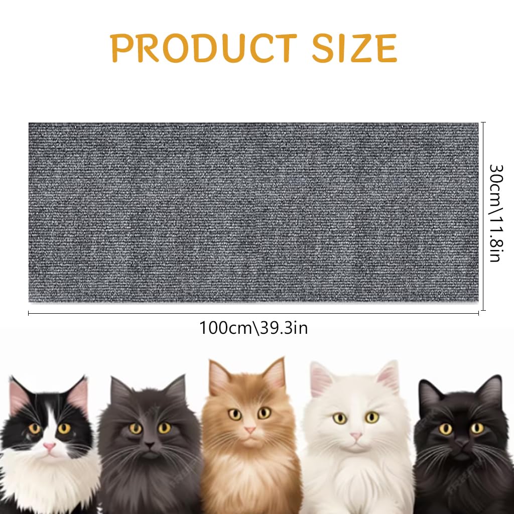 Qpets® Cat Scratch Pad, Scratch Pad for Cats, Cut-to-Fit Cat Scratcher Mat Self Adhesive Pets Cat Scratcher Cardboard Mat Wall Floor Furniture Protection (30*100CM)