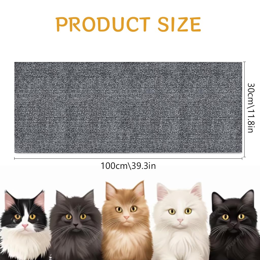 Qpets Cat Scratch Pad for Furniture Protection with Self Adhesive Design 30x100cm | Cuttable Polyester Mat