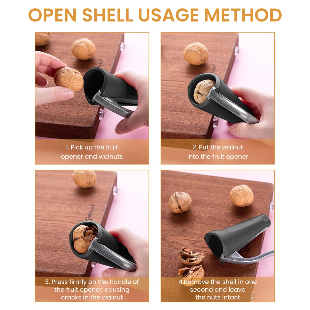 HASTHIP Nutcracker for Walnuts and Hard Shell Nuts featuring Cone Shape and Lever Handle | 3PCS Set