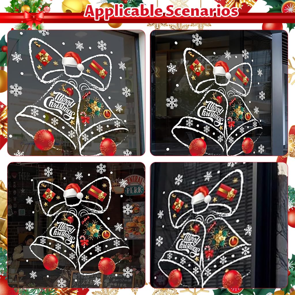HASTHIP Christmas Window Clings Decorations for Home and Office featuring Static Cling PVC 45x60cm | Reusable Festive Glass Stickers