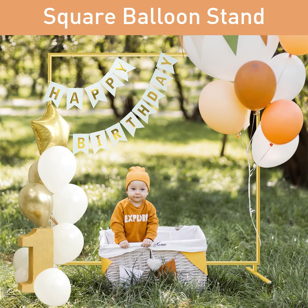 HASTHIP Square Balloon Arch Stand for Wedding and Party Backdrops 200CM Gold Set of 2