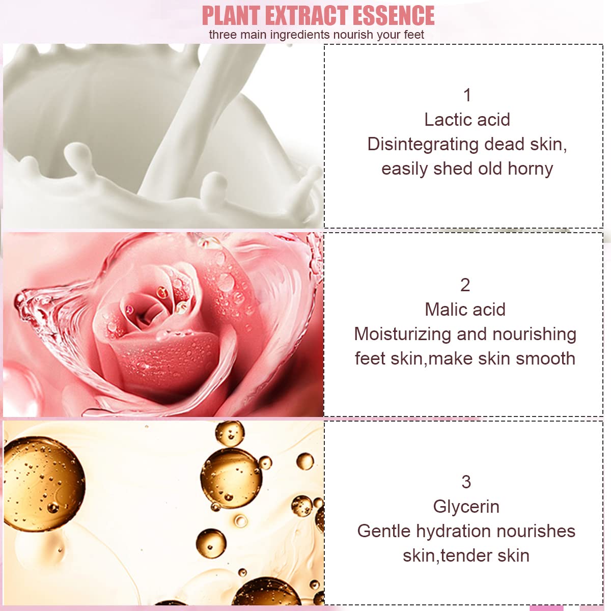 ZIBUYU Rose Exfoliating Foot Peel Mask for Dead Skin Removal with Natural Essence 2 Pairs