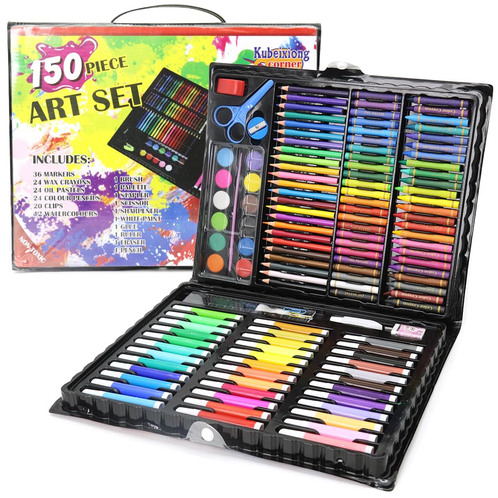 ZIBUYU Painting Drawing Kit for Kids with Wooden Case and 150 Pcs Art Supplies | Gift for Boys and Girls